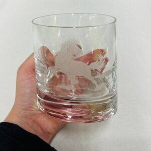 Luigi Bormioli Horse Etched Coyle Whiskey Oval Shaped Glass- NEW